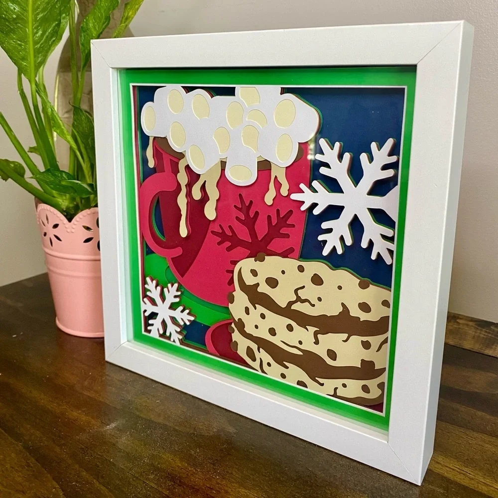 3D Hot Cocoa & Cookies Shadowbox